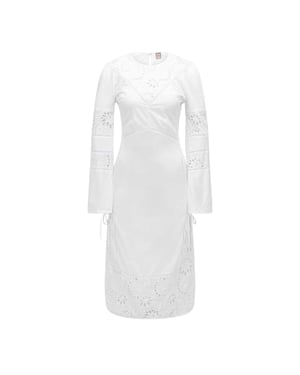 Boss Dames/Dames Broderie Katoenen Midi Dress (Wit)