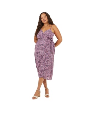 Brave Soul Midi-jurk voor dames met V-hals, afgeronde mouwen en zonder mouwen (Roze)