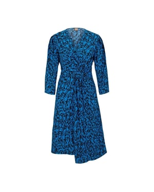Boss Abstracte wikkeljurk met V-hals voor dames (Blauw)