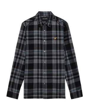 Lyle & Scott Heren Corduroy Lange Mouwen Shirt (Jet Black/Wit)