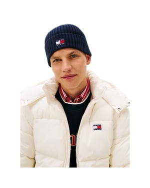 Tommy Jeans Gebreide muts met kernlogo voor volwassenen (Donkere marine)