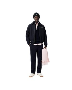 Lacoste Muts van geribbeld breisel met patch (Zwart)