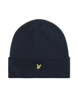 Lyle & Scott Geborduurde gebreide muts met logo voor volwassenen (Donkere marine)