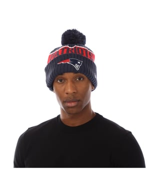 New Era Unisex-muts voor volwassenen van de New England Patriots met pompon (Blauw)