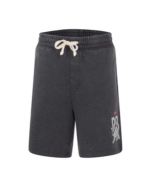 Hugo Tvättade sweatshorts med avslappnad passform och resår i midjan för herrar (Svart)