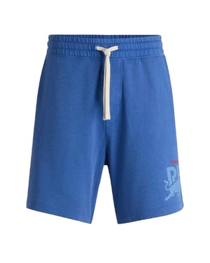 Hugo Tvättade sweatshorts med avslappnad passform och resår i midjan för herrar (Medelblå)
