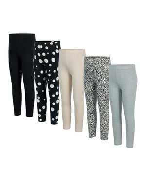 Miso Meisjes Legging (Set van 5) (Zwart/Grijs)