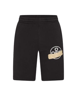 Off White Relaxed Fit Lounge Sweat Shorts för herrar (Svart/Beige)
