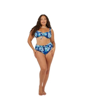Brave Soul Bikinibroekjes met all-overprint en hoge taille voor dames (Blauw)