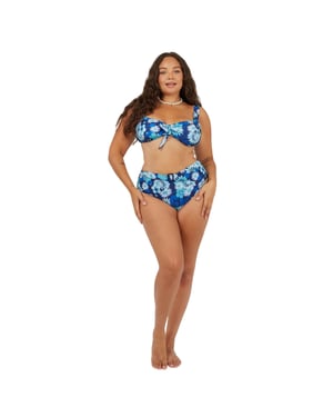 Brave Soul Bikinitop met bloemenprint voor dames (Blauw/Wit)