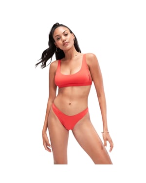 Speedo Bikinitopp med rund halsringning för kvinnor/damer (Röd)