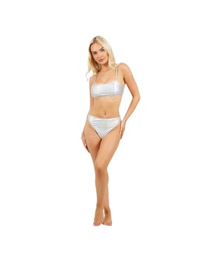 Brave Soul Dames/Dames Holografische Bikinitop (Metaalzilver)