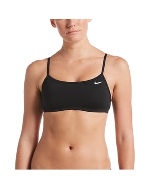 Nike Bikinitop met logo en racerback voor dames (Zwart)
