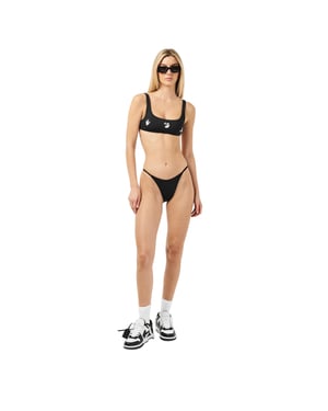 Off White Bikiniset voor dames met grafische print en vierkante halslijn (Zwart, Wit)