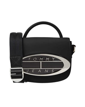 Tommy Jeans Schoudertas met ovaal logo, 0,75 l (Zwart)