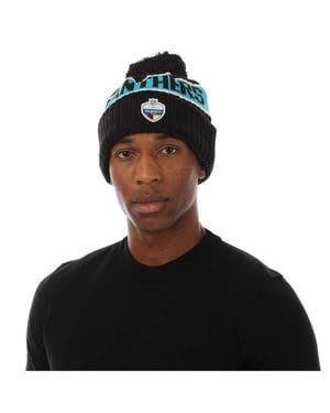 New Era Unisex volwassen Panthers Ribgebreide American Football Bobble muts (Zwart)