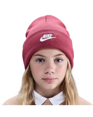 Nike NSW Peak geborduurd logo geribbelde muts voor kinderen/kids (Bietenrood)
