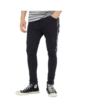Brave Soul Skinny-jeans voor heren van denim met knoopsluiting (Houtskool)