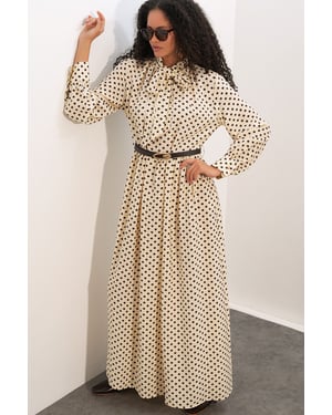 Gestippelde Maxi Shirtjurk
