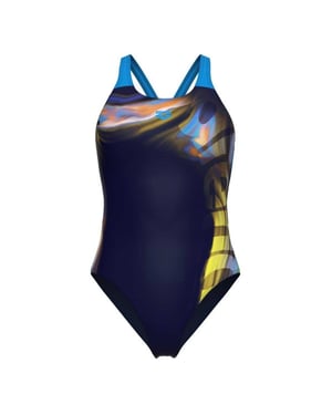 Arena Dames/Dames Dreamhline Abstract Eendelig Zwempak (Marine / Turquoise)