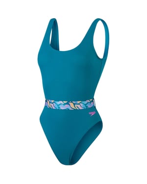 Speedo Eendelig zwempak met open rug voor dames (Groen)