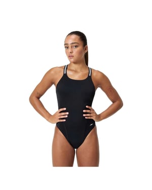 Speedo Dames/Dames Logo Performance One Piece Zwempak (Zwart/Zilver)