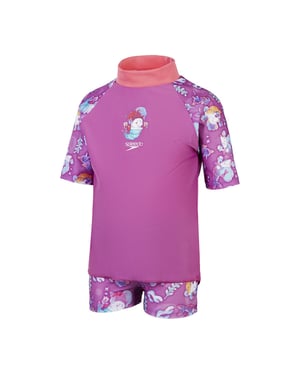 Speedo Rash-top för flickor med havsmotiv (Rosa)