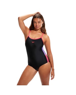 Speedo Dames/Dames Dive Muscleback ééndelig zwempak (Zwart/Lila)