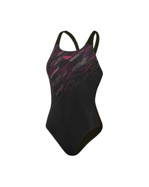 Speedo Dames/Dames Hyperboom Placement Muscleback Eendelig Zwempak (Zwart/Roze/Koolkleurig)