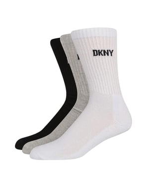 DKNY Heren Ribboord Crew Sokken (Zwart/Wit/Grijs)