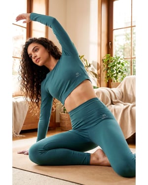 Katoenen Elastaan Crop T-Shirt en Legging Set