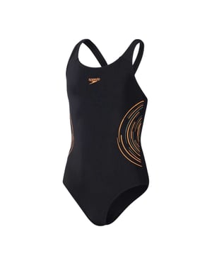 Speedo Flickor Placering Enstyckad Baddräkt (Svart/Orange)