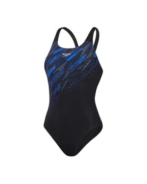 Speedo Dames Hyperboom Placement Badpak (Zwart/Blauw)