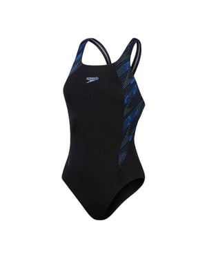 Speedo Dames/Dames Hyper Boom Muscleback ééndelig zwempak (ZWART/BLAUW)