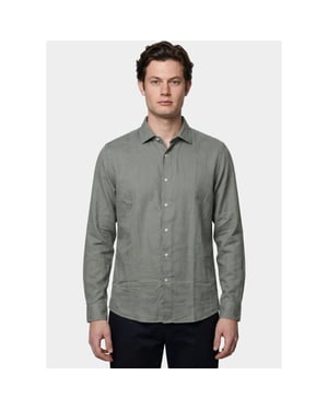 Bos Bright Blue Casual hemd lange mouw linnen shirt 5405.426/356