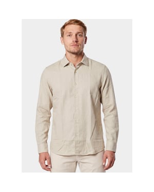 Bos Bright Blue Casual hemd lange mouw linnen shirt 5405.426/607