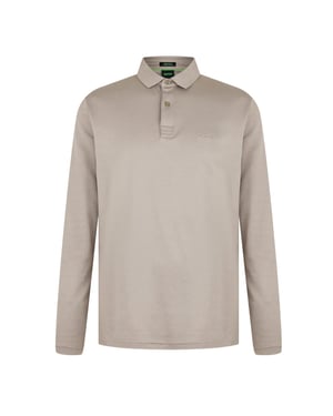Boss Heren Pirol Logo Lange Mouwen Polo Shirt (Taupe)