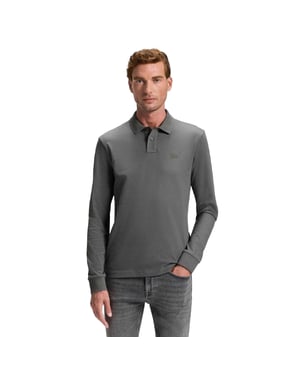 Boss Heren Passerby Slim Poloshirt met Lange Mouwen (Grijs)
