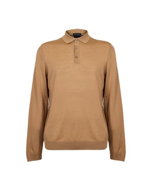 Boss Heren Lanciomne Poloshirt met Lange Mouwen (Medium Beige)