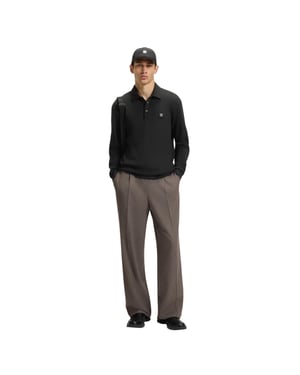 Hugo Herr Patch Krage Långärmad Polo T-shirt (Svart)