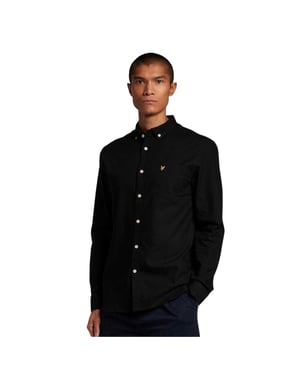 Lyle & Scott Heren Geborduurd Logo Oxford Overhemd (Zwart)