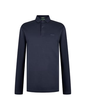 Boss Mannen Pirol Logo Lange Mouwen Polo Shirt (Donkerblauw)