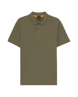 Boss Mannen Passagier Box Logo Poloshirt (Groen)