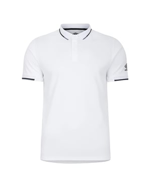 Umbro Polotröja med ribbad mudd för herrar (Vit)