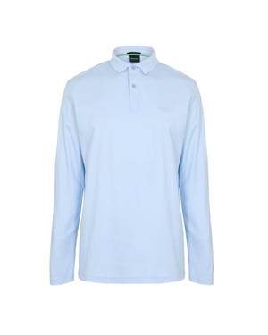Boss Heren Pirol Logo Lange Mouwen Polo Shirt (Blauw)