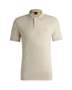 Boss Heren Passenger Box Logo Polo Shirt (Lichtbeige)