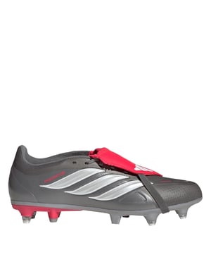 Men's adidas Predator Fold Over Tongue Academy Soft Ground Football Boots in Grey/Red