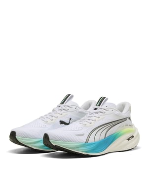 Women's Puma Magnify Nitro 3 Running Shoes in White-Mintme