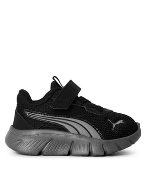 Boys Puma Kids Flexfocus Modn Low Top Trainers in Blk/Silv/Gry