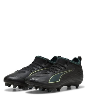 Boys Puma Kids Ultra 6 Match Firm Ground Football Boots in Blk-FL-GrnTrrn